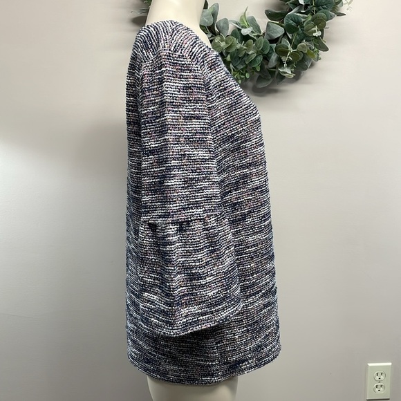 LOFT Boucle Textured Bell Cuff 3/4 Sleeve Top Multicolored L - Picture 5 of 16
